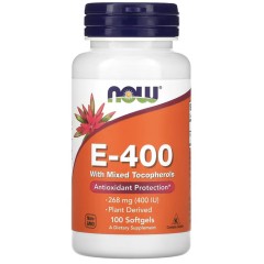 NOW Foods, E-400 со смешанными токоферолами, 268 мг (400 МЕ), 100 мягких таблеток